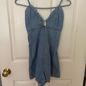 We The Free Light Blue Denim Romper